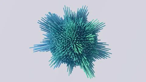 Green and blue morphing sphere. Abstract illustration, 3d render. Stock Illustration