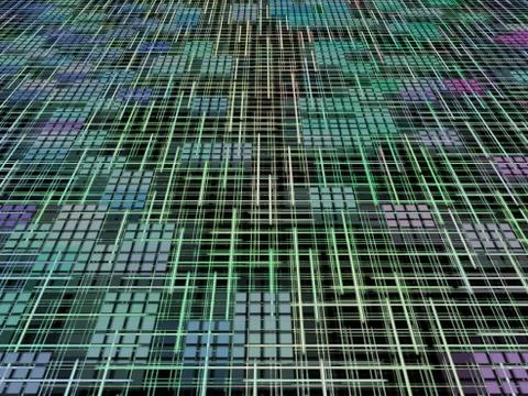 Green and blue network concept as abstract background. Illustrazione stock