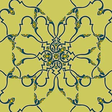 A green and blue pattern on a yellow background Stock Illustration