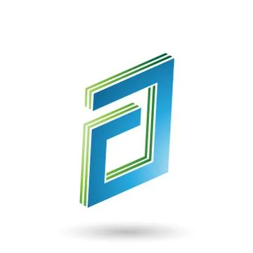 Green and Blue Rectangular Layered Letter A Stock Illustration