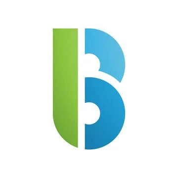 Green and Blue Round Disk Shaped Letter B Icon Stock Illustration