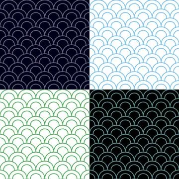 Green and Blue Scales Seamless Pattern Set Stock Illustration