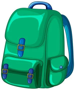 Green and Blue School Backpack Vector Illustration on White Background Stock Illustration