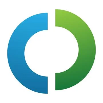 Green and Blue Split Shaped Letter O Icon Stock Illustration