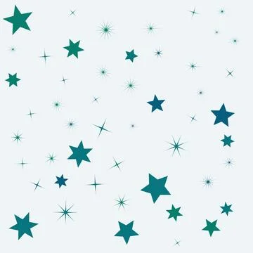 Green and blue stars pattern with sparkles Stock Illustration