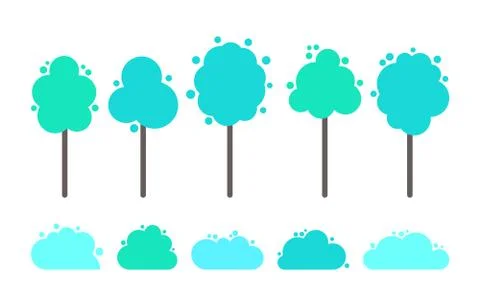 Green and Blue Trees with Splash and Dots, Vector Illustrazione stock