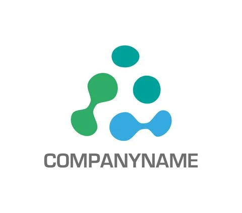 Green and blue triangle made of disconnected and connected dots. Ready logo Stock Illustration