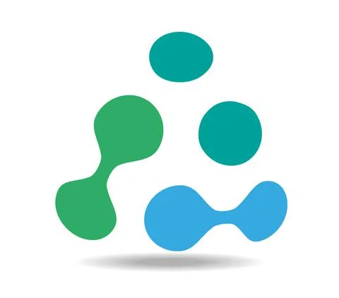 Green and blue triangle made of disconnected and connected dots Stock Illustration