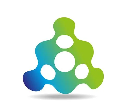 Green and blue triangle made of connected dots Stock Illustration