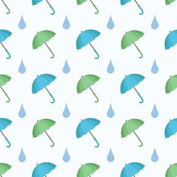Green and blue umbrella pattern Stock Illustration