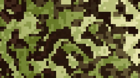 Green and brown camouflage pattern, abstract war pattern. Loop animation Stock Footage 310643724