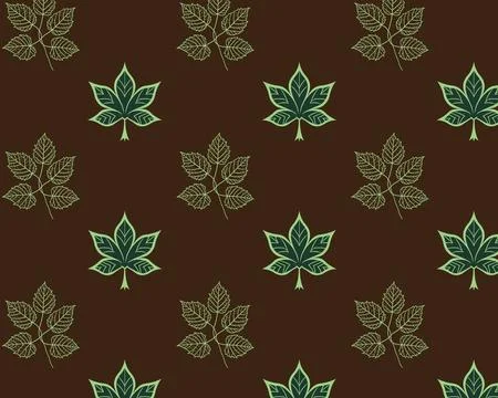 Green and Brown Leaf Patterned Background 스톡 일러스트