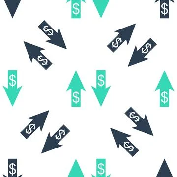 Green Up and Down arrows with dollar symbol icon isolated seamless pattern on Stock Illustration