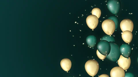 Green and gold floating balloons, loop background Stock Footage 171554594