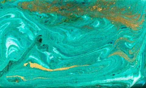 Green and gold marbling pattern. Golden powder marble liquid texture. 스톡 일러스트