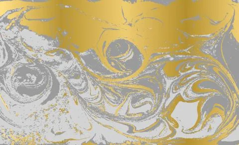 Green and gold marbling pattern. Golden powder marble liquid tex Stock Illustration
