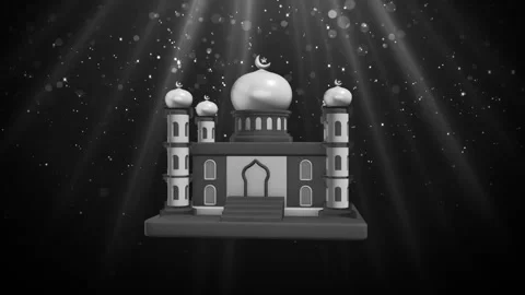 Green and gold Mosque with two Domes Loop Stock Footage 308227833