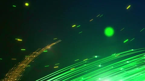 Green and Gold Stream Flow Particle Logo Reveal Animation with Crossing Energy Stock Footage 340866752