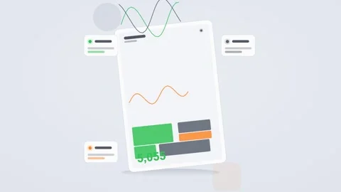 Green and gray analytics dashboard flat design loop Stock Footage 342629043