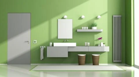 Green and gray bathroom Stock Illustration