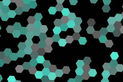 Green and gray hexagon glitter confetti on black background Иллюстрация