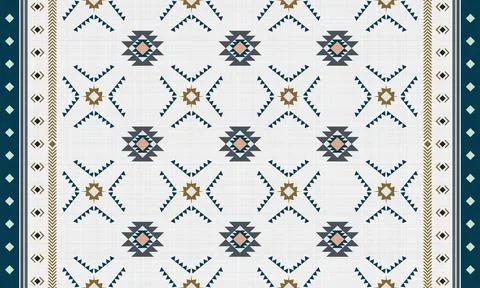 Green and grey ethnic native mexican style rug, Navajo tribal vector seamle.. Stock Illustration