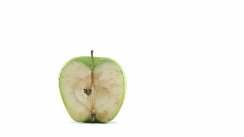 Green and half apple getting rot on a white background timelapse footage Stock Footage 165960927