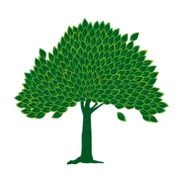 Green and isolated leaf tree. Simple vector. Stock Illustration