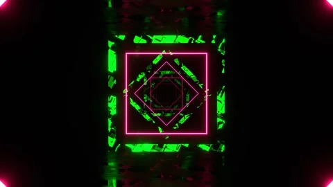 Green and Light Pink Square Abstract Hallway Background VJ Loop l 4K Stock Footage 299568467