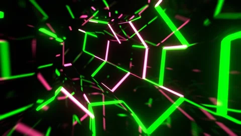 Green and Light Pink Strobe Abstract Neon Octagonal Portal Background VJ Loo Stock Footage 298195676