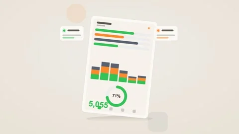 Green and orange analytics dashboard flat design loop Stock Footage 342628481