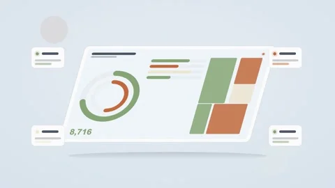 Green and orange analytics dashboard flat design loop Stock Footage 342628794