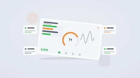 Green and orange analytics dashboard flat design loop Stockbeeldmateriaal 342629179
