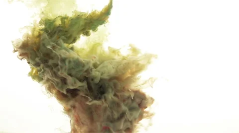 Green and Orange Color drop, Ink swirling in water Stock Footage 46320249