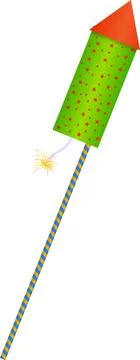 Green and Orange Firecracker Rocket for Diwali Festival Element. Stock Illustration