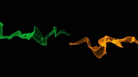 Green and orange light particles swirl across the screen Vidéo 140888605