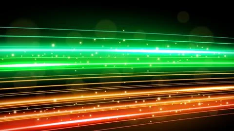 Green and Orange Light Trails, Long Time Exposure Motion Blur Effect, Vecto.. Stock Illustration