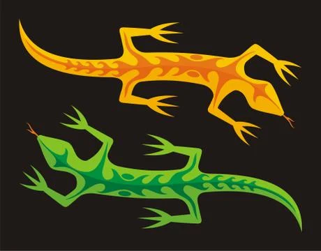 Green and orange lizard Stock Illustration