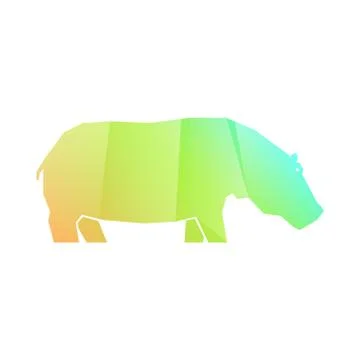 Green and orange multi-colored gradient hippo Stock Illustration
