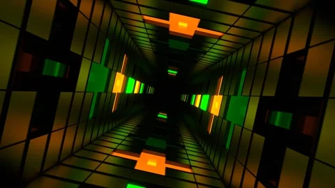 Green and Orange Neon Plus Tunnel Background VJ Loop in 4K Stock Footage 279748860