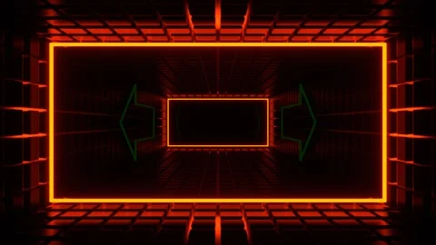 Green and Orange Neon Pointer Arrow Tunnel Background VJ Loop in 4K Stock Footage 281494880