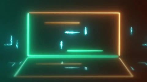 Green and Orange Neon Rectangle Loop Stock Footage 196199008