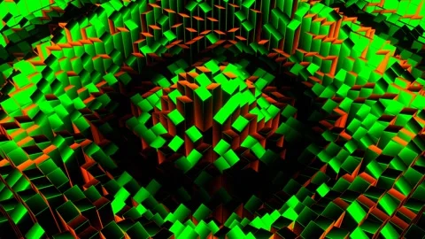 Green and Orange Random Shape Rectangular Waves Background VJ Loop in 4K Stock Footage 287604254
