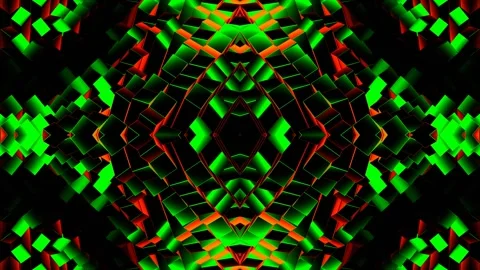 Green and Orange Random Shape Rectangular Waves Kaleidoscope Background VJ Loop Video stock 327969709