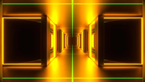 Green and Orange Reverse Endless Mirrors Tunnel Background VJ Loop in 4K Stock Footage 304981062