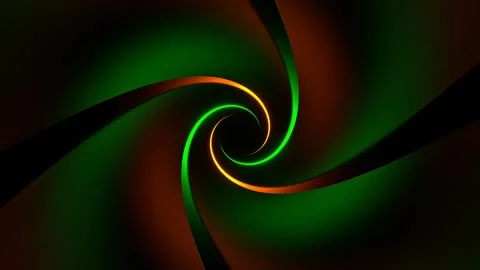 Green and Orange Reverse Spiral Neon Tunnel Background VJ Loop in 4K Stock Footage 261143181