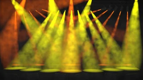 Green and orange spotlights on an empty stage Stock Illustration