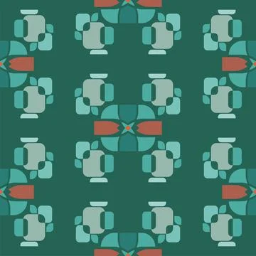 Green and orange vector seamless geometric shapes repeat pattern Illustrazione stock