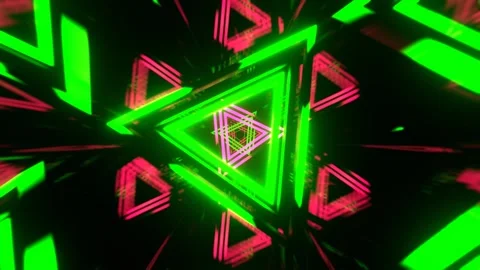 Green and Pink Dynamic Strobe Triangle Tunnel Background VJ Loop l 4K Stock Footage 303145591