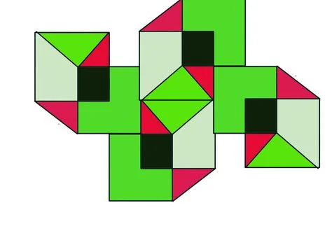 Green and Pink Geometric Cube Abstract Illustration Stock Illustration